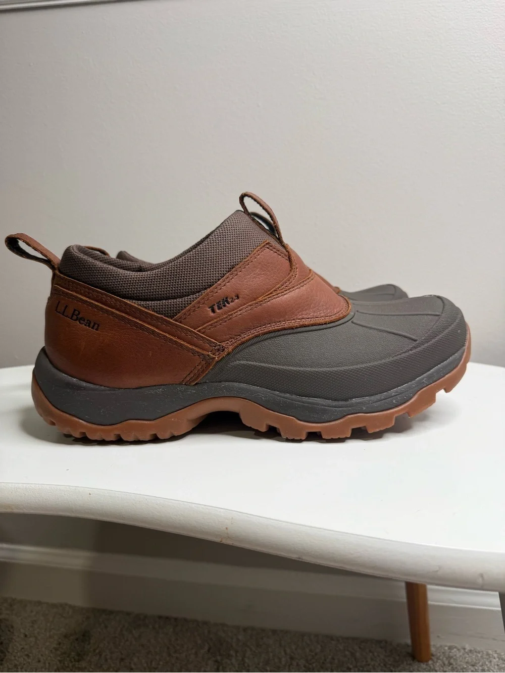 L.L. Bean Brown and Dark Gray Waterproof Slip-On Storm Chaser Boots